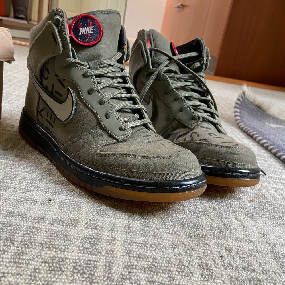 Army Green Nike Dunk High Top Sneakers